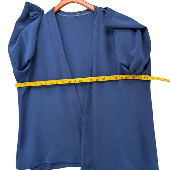 RTW Charleston Open Front Blouse Womens Blue Long Sleeve Flowy Size XXL - Picture 4 of 7